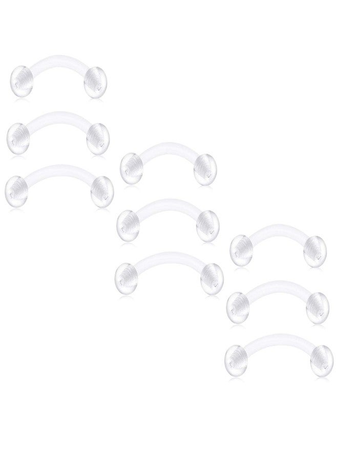 JFORYOU 9PCS Clear Bioflex Acrylic Curved Barbell Belly Button Rings Daith Rook Earrings Eyebrow Rings Snake Eyes Lip Tragus Ring Tongue Ring Conch Piercing Jewelry Retainers 14G 12/14/16 mm - Image 1